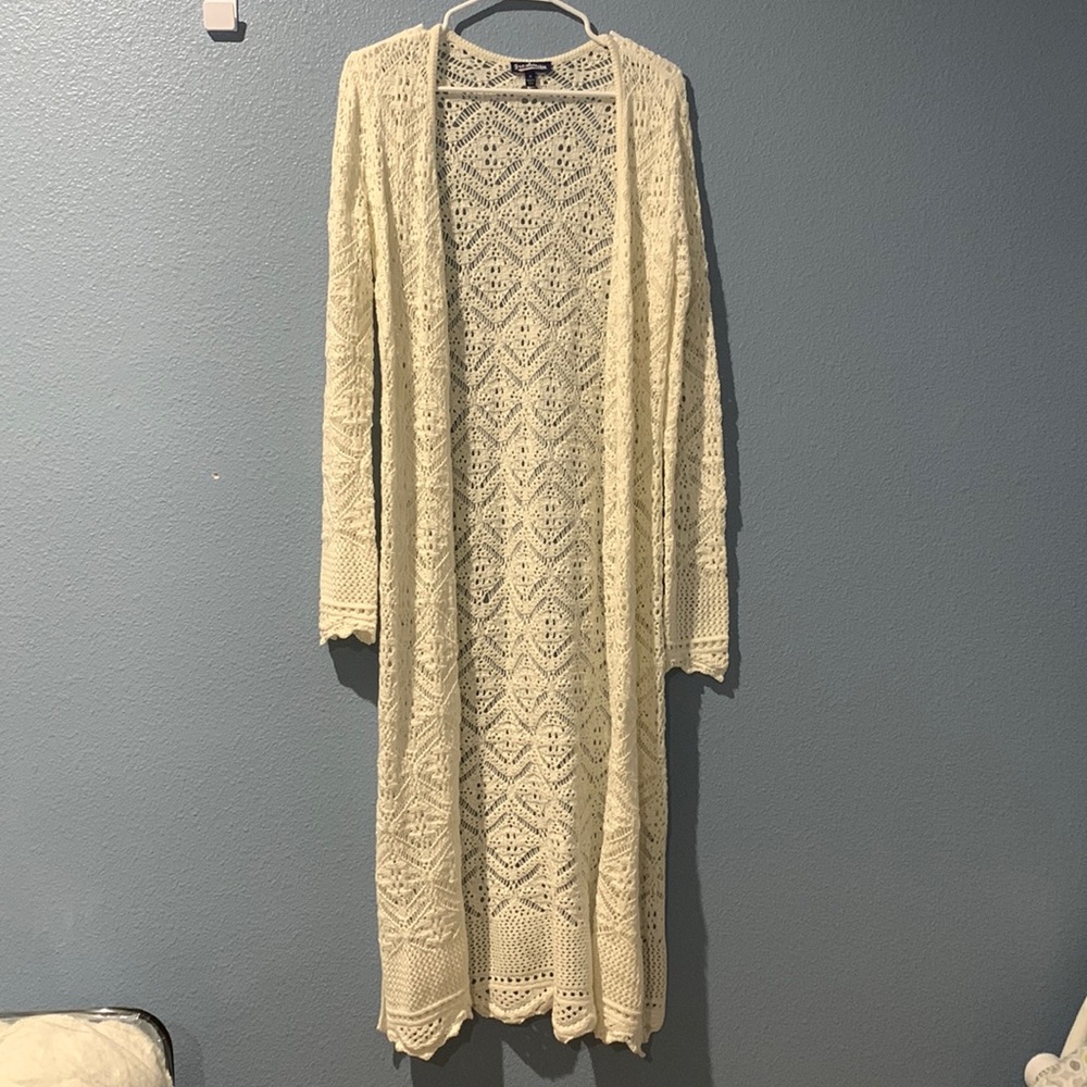 Extra long cardigan, cream white, small